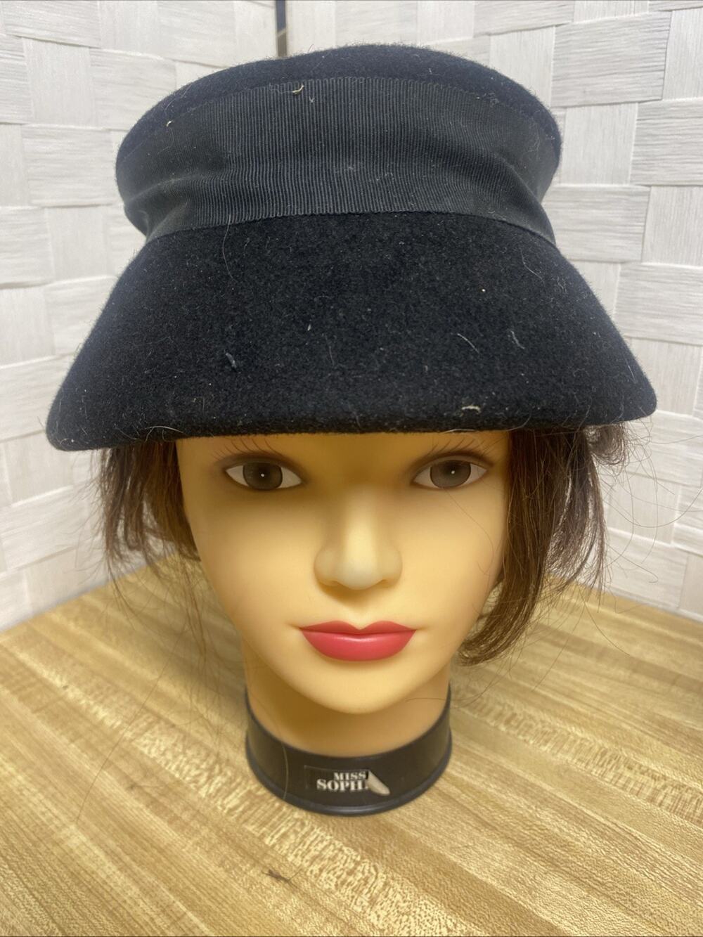 50s 60s Glenover Black Wool Structured Pillbox Hat Women's Classic Elegant